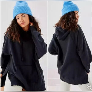 American Eagle Oversize Boyfriend Offline Side Slit Black Cozy Hoodie Sweater XS